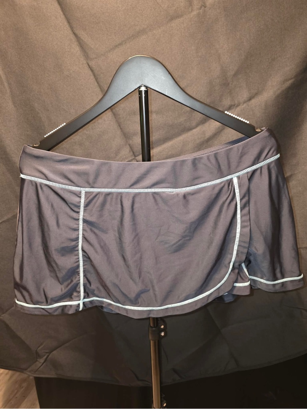 ZeroXposur Women's Swim Skort Charcoal with Teal Stitching Detail